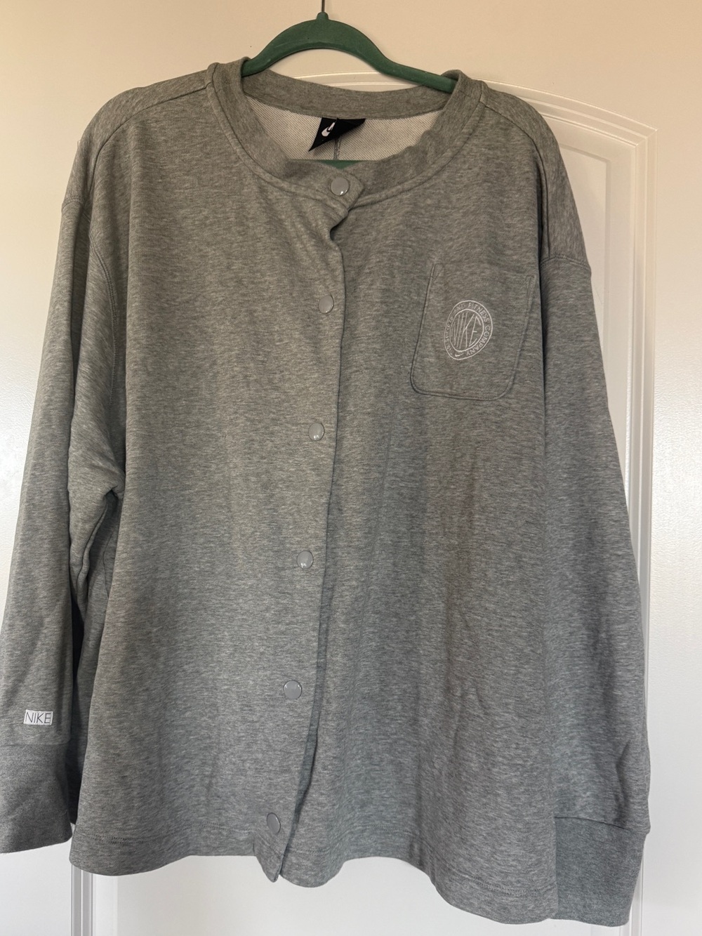 Nike Light Grey Snap-Front Sweatshirt Jacket
